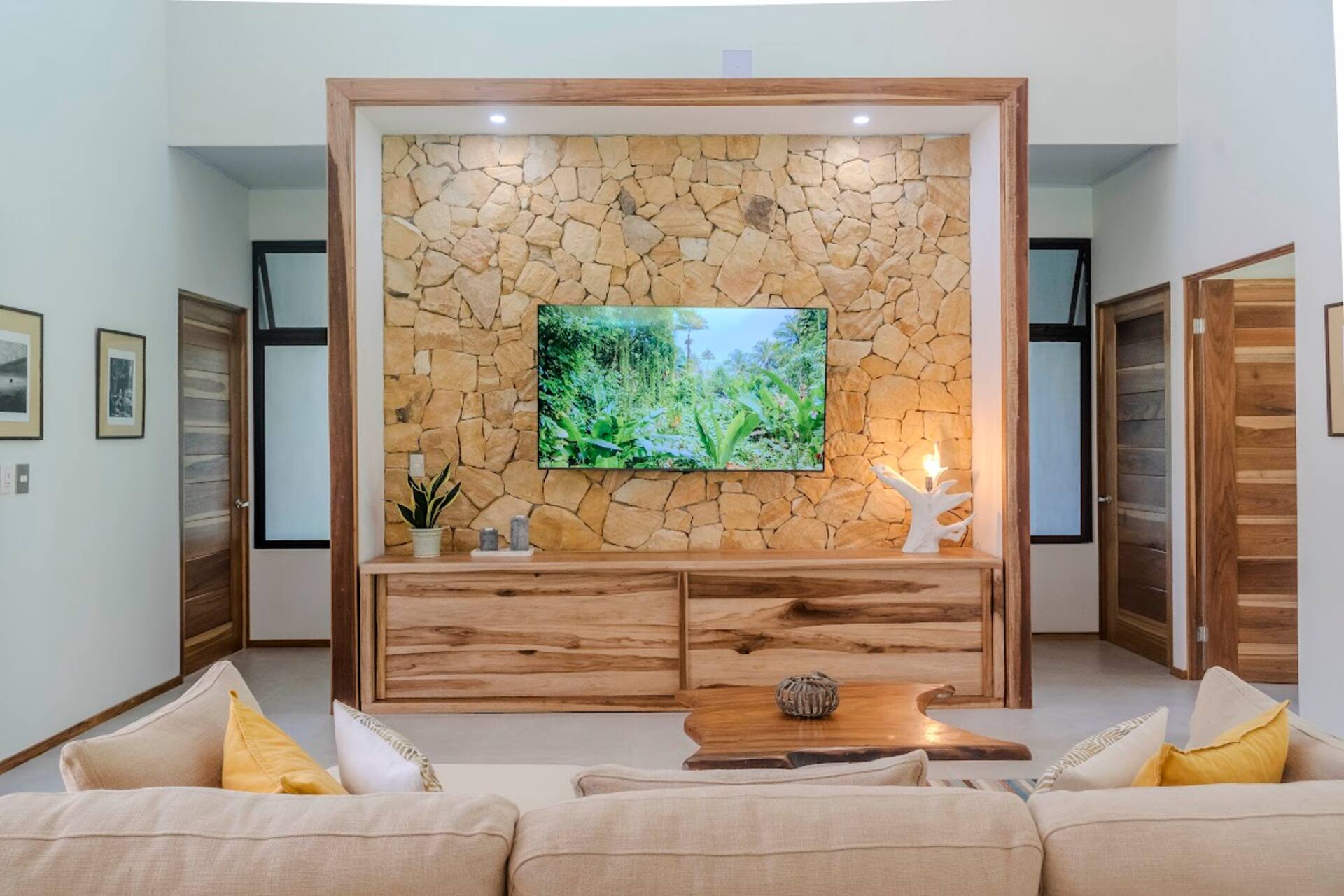 Modern wooden kitchen with natural light and elegant finishes