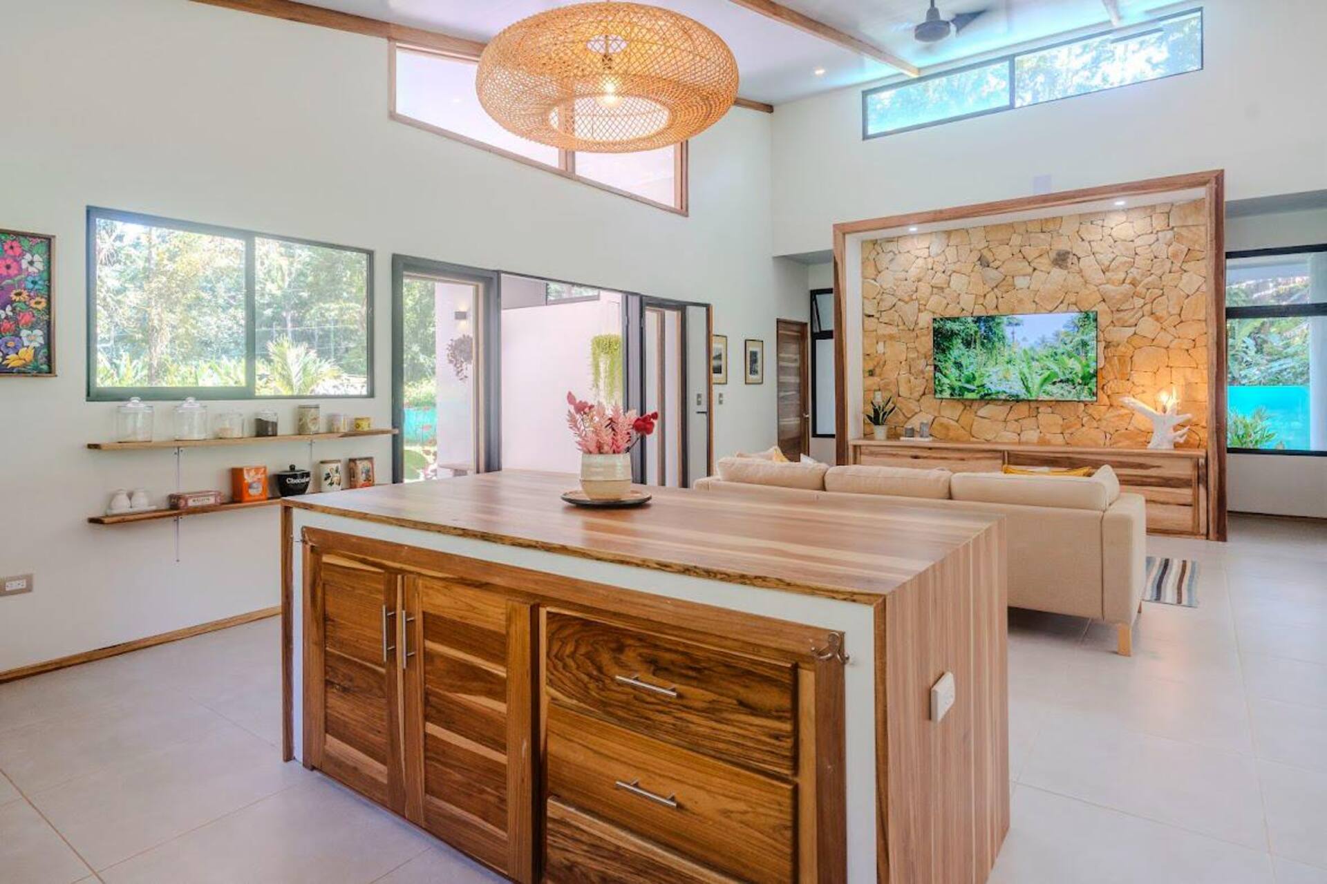 Tropical private pool surrounded by lush greenery